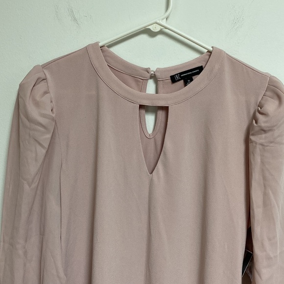 I N C  Womens Keyhole Puff sleeve Blouse Pale Mauve Size XL - Picture 2 of 5